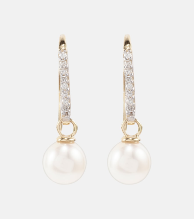 Mateo 14kt Gold Drop Earrings With Diamonds And Pearls