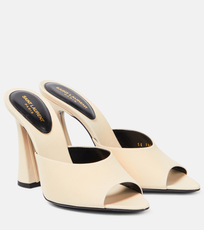 Saint Laurent Suite Mule Sandal In Pale Sand