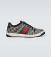 Gucci Men's Screener Gg Canvas Low-top Sneakers With Web In Grey Multi