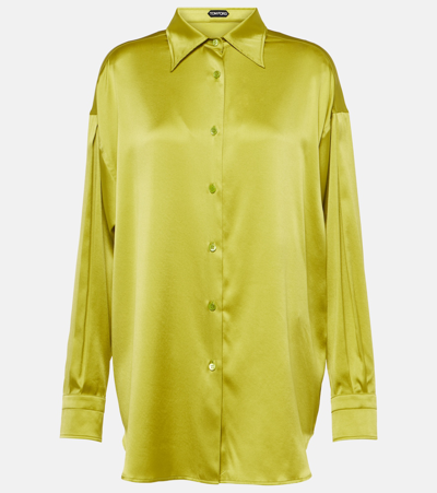 Tom Ford Long-sleeve Silk Shirt In Gold