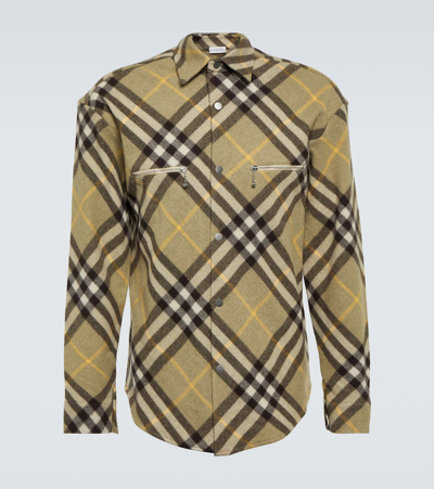 BURBERRY CHECK WOOL-BLEND SHIRT JACKET