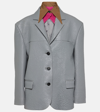 Prada Oversized Leather Jacket In Grey