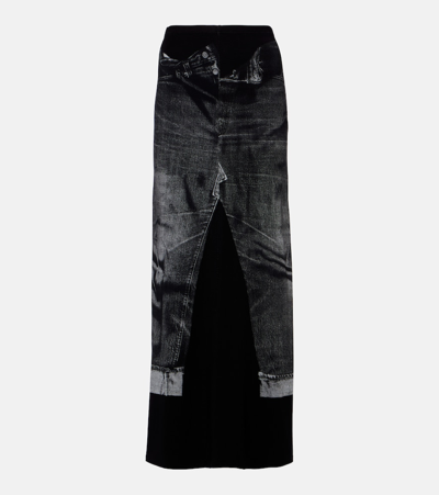 Jean Paul Gaultier Trompe L'oeil Flag Label Long Skirt In Black