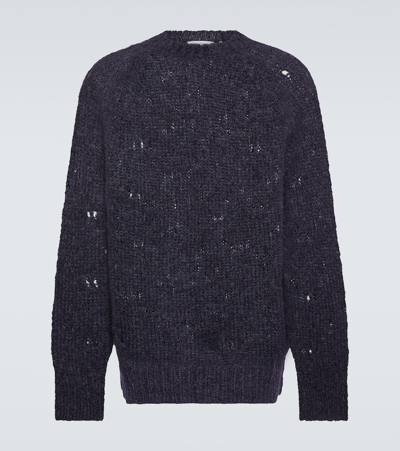 Our Legacy Needle Drop Raglan Wool-blend Sweater In Blue