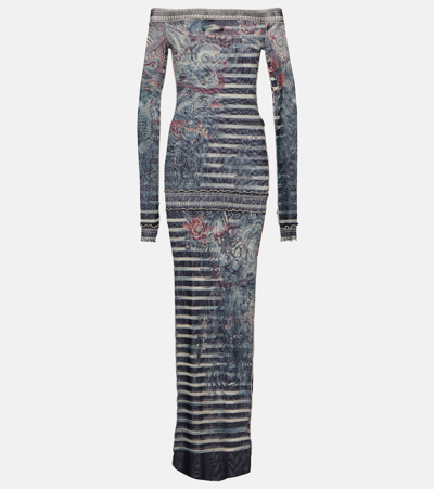 JEAN PAUL GAULTIER TATTOO COLLECTION PRINTED MAXI DRESS