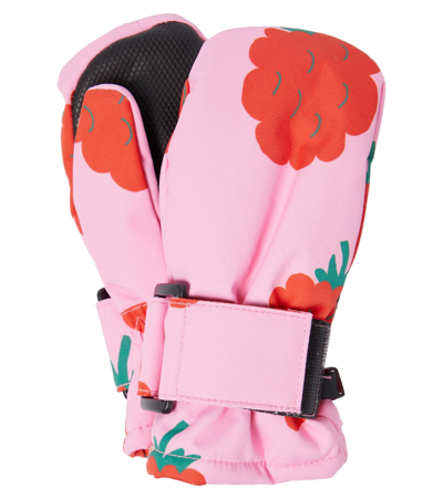 Tinycottons Kids' Raspberries Fleece-lined Mittens In Pink