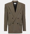 SAINT LAURENT 大廓形格纹羊毛混纺西装式外套
