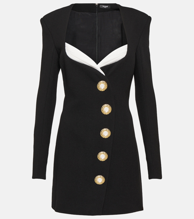 Balmain Tailored Viscose Bodycon Mini Dress In Black White