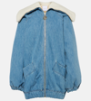 PATOU DENIM AND FAUX SHEARLING BOMBER JACKET