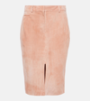 TOM FORD HIGH-RISE SUEDE PENCIL SKIRT