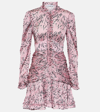 Rabanne Pink Screw Printed Ruched Mini Dress In Pink