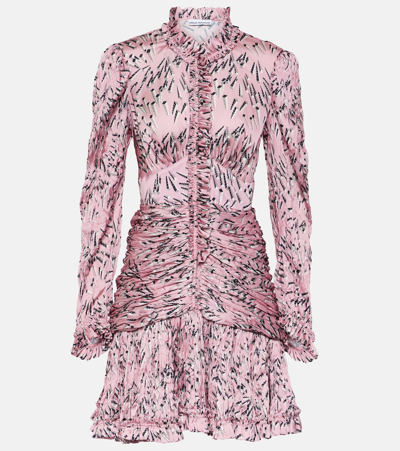 Rabanne Printed Ruched Minidress In Pink