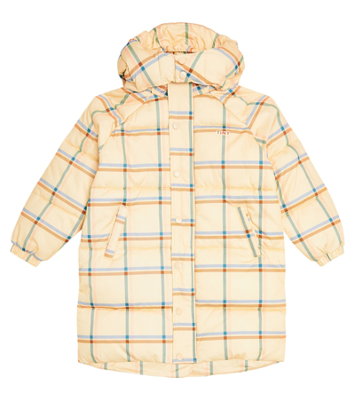 Tinycottons Kids' Checked Cotton Puffer Coat In Multicoloured