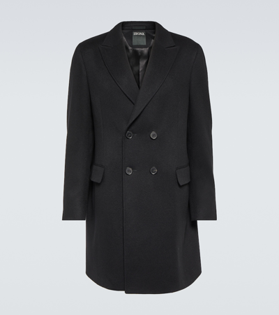 Zegna Wool And Cashmere-blend Coat In Black