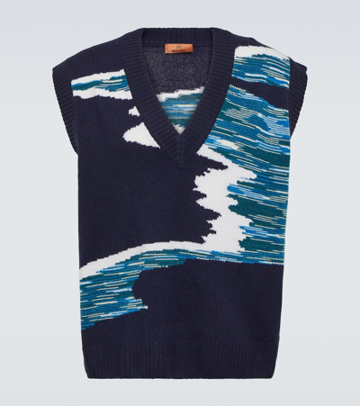 Missoni Space-dyed Wool Sweater Vest In Blue