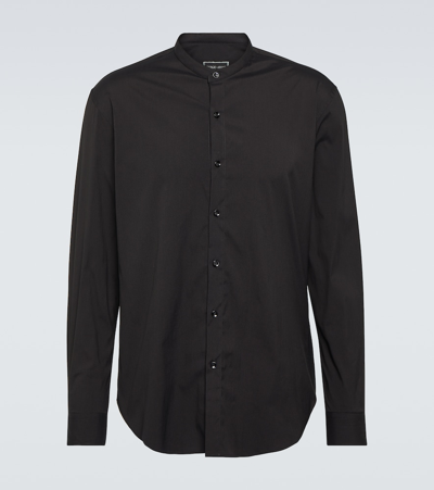Giorgio Armani Cotton-blend Poplin Shirt In Black
