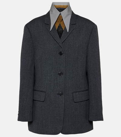 Prada Wool Blazer In Grey