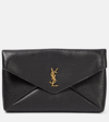 Saint Laurent Cassandre Textured-leather Clutch In Black