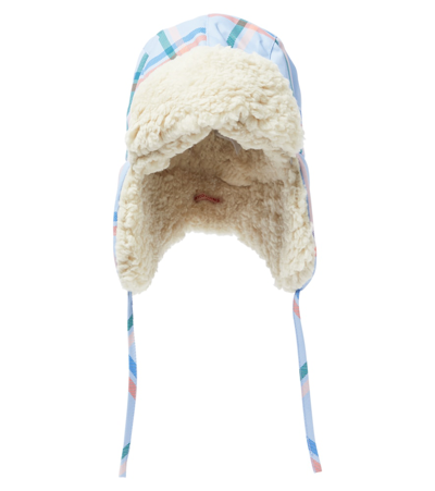 Tinycottons Kids' Checked Faux-shearling-trimmed Hat In Multicoloured