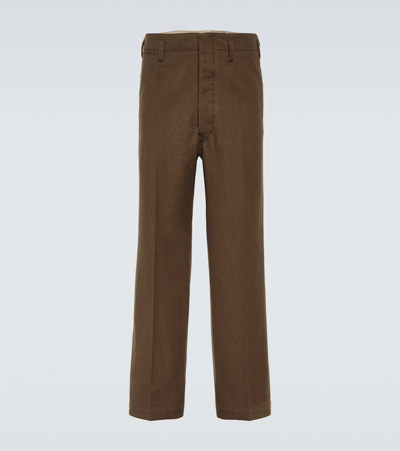 Lemaire Maxi Cotton And Wool Chinos In Br440 Mushroom