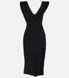 Bottega Veneta Structured Side-slit Double Melange Midi Dress In Black