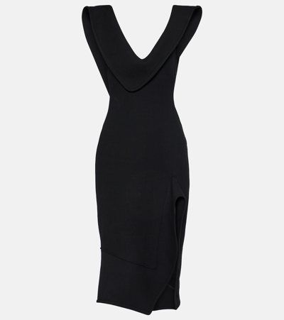 Bottega Veneta Structured-neckline Crepe Midi Dress In Black