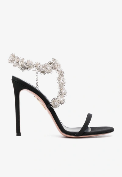 Aquazzura Comet 105 Crystal-embellished Sandals In Black