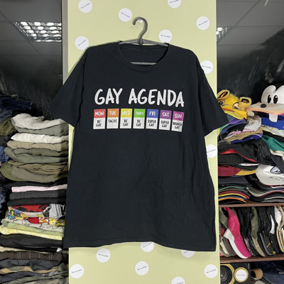 Pre-owned Humor X Vintage Y2k Adult “ Gay Agenda ” Humor Tee In Multicolor