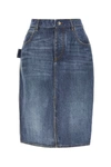 Bottega Veneta Denim Printed Silk And Viscose Midi Skirt In Indigo
