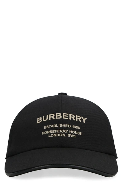 Burberry Logo Embroidery Baseball Cap In Black