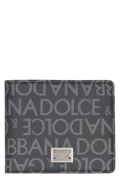 Dolce & Gabbana All-over Logo Wallet In Black