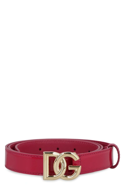 Dolce & Gabbana Dg Buckle Patent Leather Belt In Fuchsia