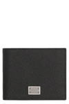 Dolce & Gabbana Black Textured Calf Leather Bi-fold Wallet In Black
