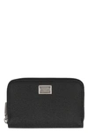 Dolce & Gabbana Small Calfskin Zip-around Wallet With Logo Tag In Black