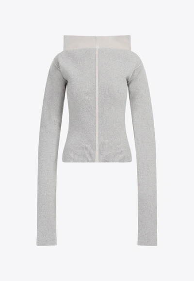 RICK OWENS COWL-NECK CASHMERE KNIT SWEATER