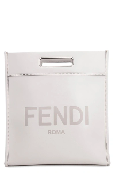 Fendi Roma Lettering Shopper Tote Bag In Grey