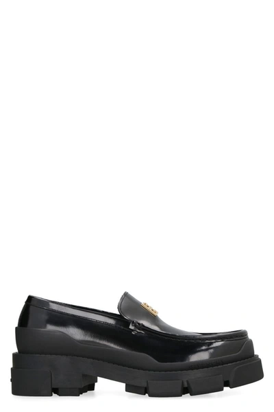 Givenchy Terra Leather Loafers In Black