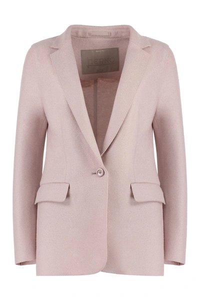 Herno Wool Slim Fit Blazer In Pink