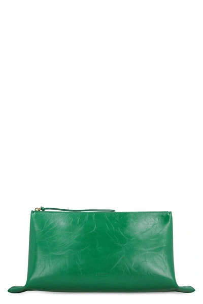 Jil Sander Impero Media Clutch In Green