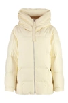 Jil Sander High Collar Hooded Quilted Down Jacket In Panna
