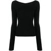 Low Classic Knitted Long-sleeve Top In Black