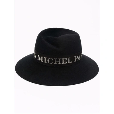 Maison Michel Virginie Logo-trim Felt Hat In Black