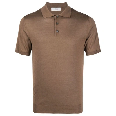 Mauro Ottaviani Short-sleeve Silk Polo Shirt In Brown