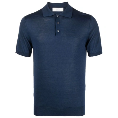 Mauro Ottaviani Short-sleeve Silk Polo Shirt In Blue