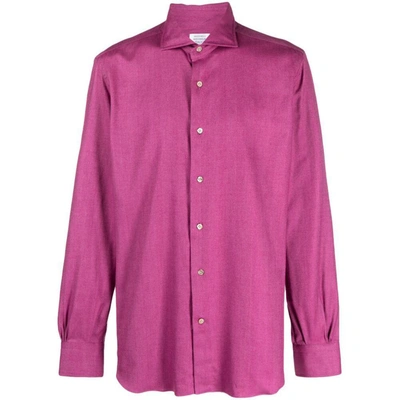 Mazzarelli Cutaway-collar Cotton-blend Shirt In Pink