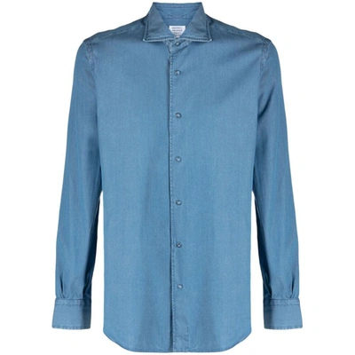 Mazzarelli Button-up Cotton Shirt In Blue