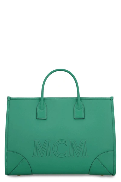 Mcm Detachable Strap Leather Handbag In Green