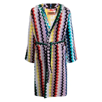 Missoni Zigzag-print Bath Dressing Gown In Black/white