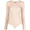 Mm6 Maison Margiela Long Sleeve Bodysuit In Neutrals