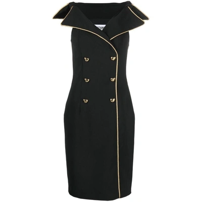 Moschino Teddy-button Double-breasted Pencil Dress In Black